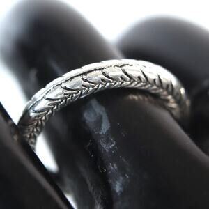 Silver Tone Etched Band Ring